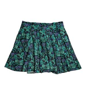 Torrid Floral Skater Skirt Green Blue Botanical Print